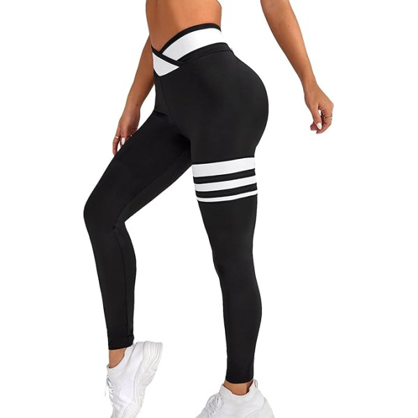 Women's High Waist Seamless Colorblock Striped Print Yoga Sports Leggings